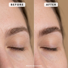Brow area before and after using the Milara Brow Pen