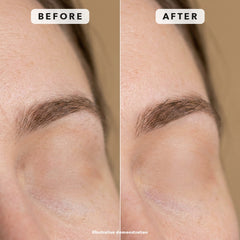 Brow area before and after removing stray hairs with the Milara Brow Pen