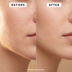 Cheek and jawline before and after removing peach fuzz with the Milara Face Shaver